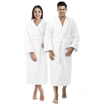 Szlafrok hotelowy damski męski uniseks frotte wiązany biały