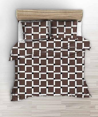 Pościel z kory 160x200 brązowa w asymetryczną kratkę