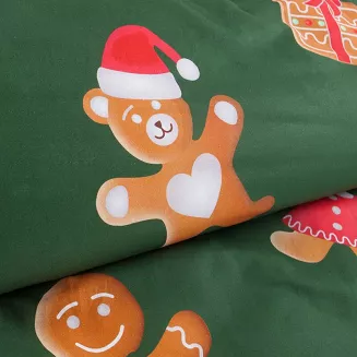 Pościel świąteczna GINGER 160x200 Eurofirany zielona czerwona pierniki kratka