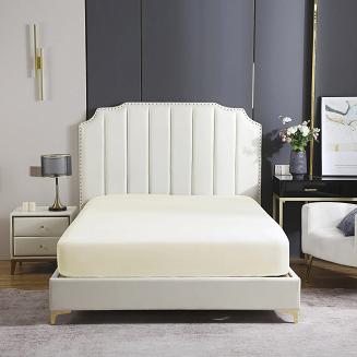 Prześcieradło satyna bawełniana z gumką 200x220 SIN ecru