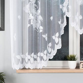 Firanka żakardowa gotowa na żabki BEGONIA 300x160 biała