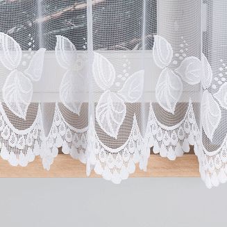 Firanka żakardowa gotowa na żabki BEGONIA 300x160 biała