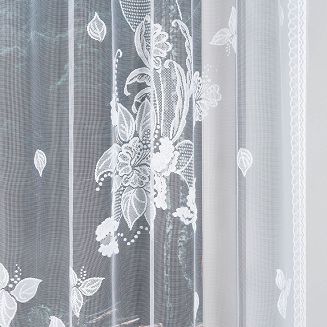 Firanka żakardowa gotowa na żabki BEGONIA 300x160 biała