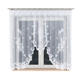 Firanka żakardowa gotowa na żabki BEGONIA 300x160 biała