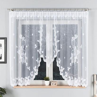 Firanka żakardowa gotowa na żabki BEGONIA 300x160 biała