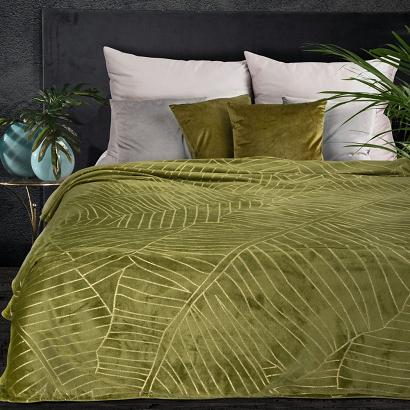 Koc narzuta LUNA 150x200 Eurofirany oliwkowy / złoty