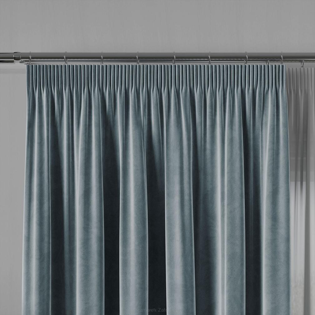 Zasłona gotowa na taśmie VELVI 140x250 niebieska