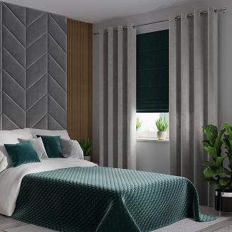 Narzuta dekoracyjna VELVI 220x240 pikowana w geometryczny wzór petrolowa