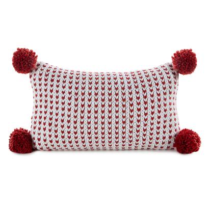 Poszewka dekoracyjna świąteczna 30x50 Eurofirany czerwona biała z pomponami