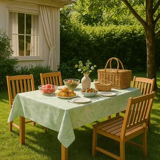 Obrus ogrodowy wodoodporny 140x200 GAIA Leaf szałwiowa w liście