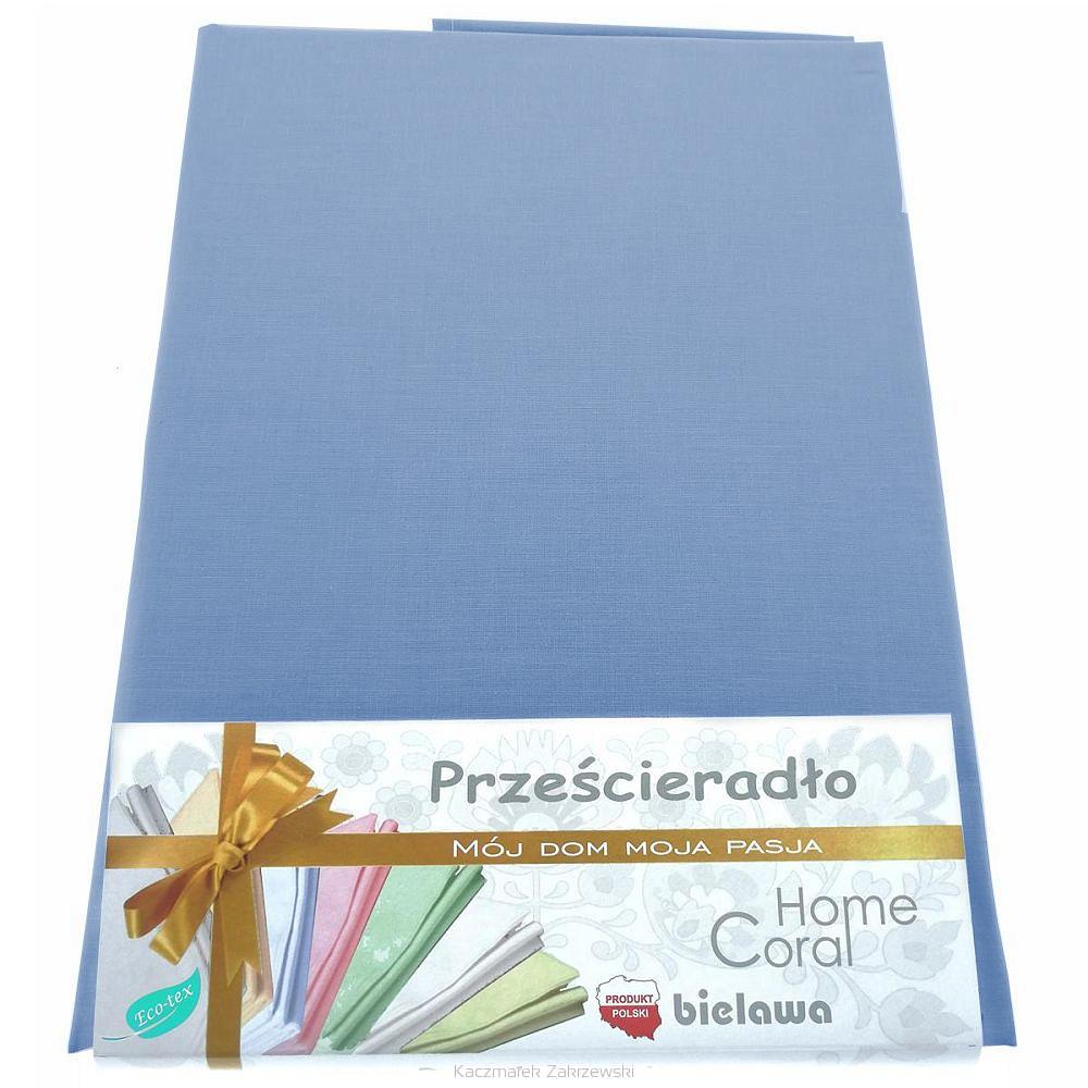 Prześcieradło bawełniane bez gumki 200x220 rubin niebieski (opal)