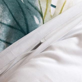 Pościel satyna bawełniana SATYNLOVE 140x200 biała w pastelowe liście