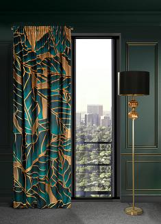 Firana gotowa na taśmie LILI1 140x270 Eurofirany ciemny turkus