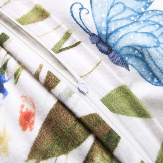 Pościel flanelowa FLANELOVE 180x200 kolorowa łąka kwiatów na białym tle