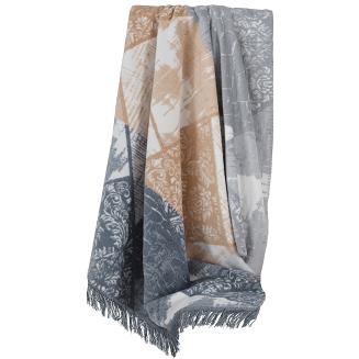 Koc bawełniano-akrylowy 150x200 Darymex szary beżowy w ornamentowe wzory