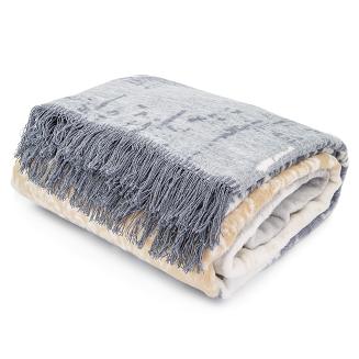 Koc bawełniano-akrylowy 150x200 Darymex szary beżowy w ornamentowe wzory