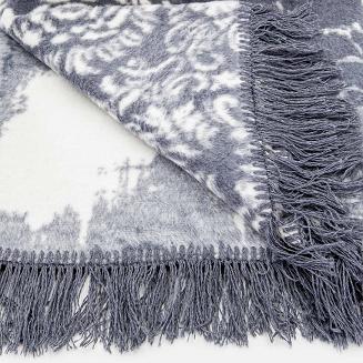 Koc bawełniano-akrylowy 150x200 Darymex szary beżowy w ornamentowe wzory