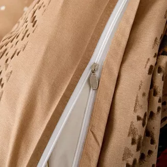 Pościel świąteczna 160x200 beżowa w kraciaste choinki