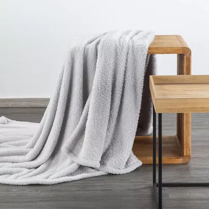 Koc narzuta LORI 70x160 Design91 srebrny miękki i puszysty