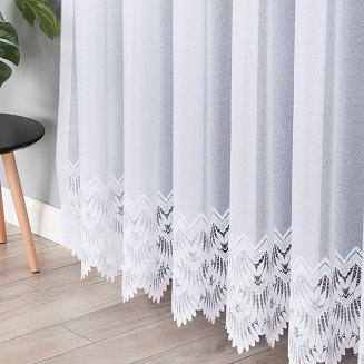 Firanka żakardowa gotowa na prosto na żabki FELICJA 300x250 biała