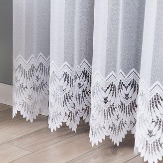 Firanka żakardowa gotowa na prosto na żabki FELICJA 300x250 biała