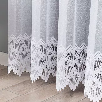 Firanka żakardowa gotowa na prosto na żabki FELICJA 300x250 biała