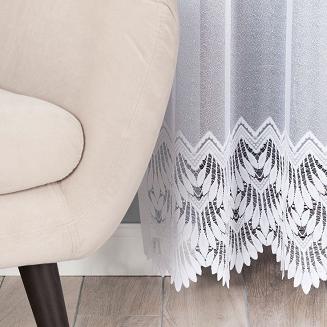 Firanka żakardowa gotowa na prosto na żabki FELICJA 300x250 biała