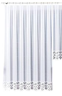 Firanka żakardowa gotowa na prosto na żabki FELICJA 300x250 biała