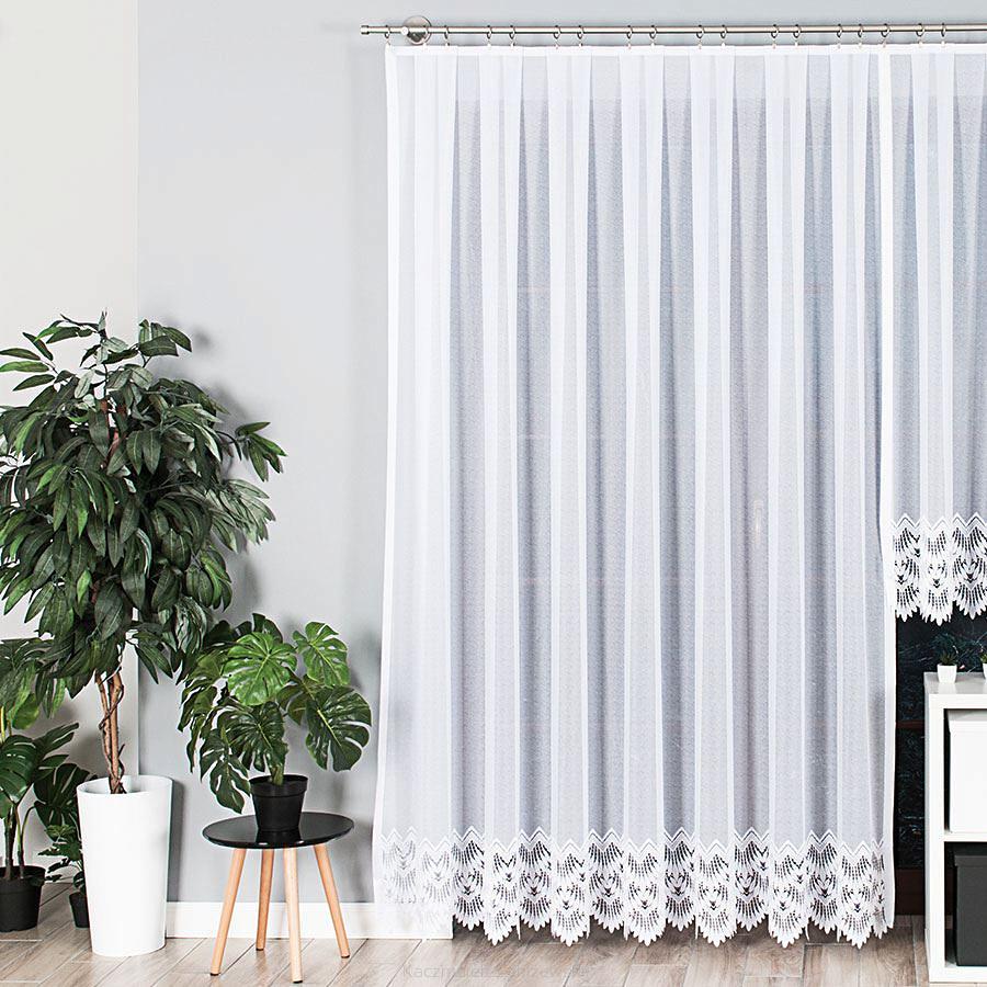 Firanka żakardowa gotowa na prosto na żabki FELICJA 300x250 biała