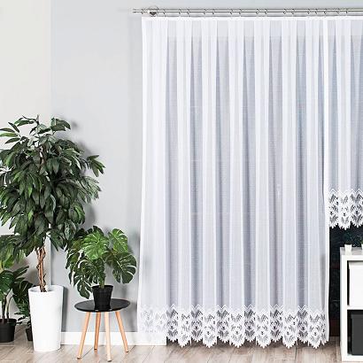 Firanka żakardowa gotowa na prosto na żabki FELICJA 300x250 biała