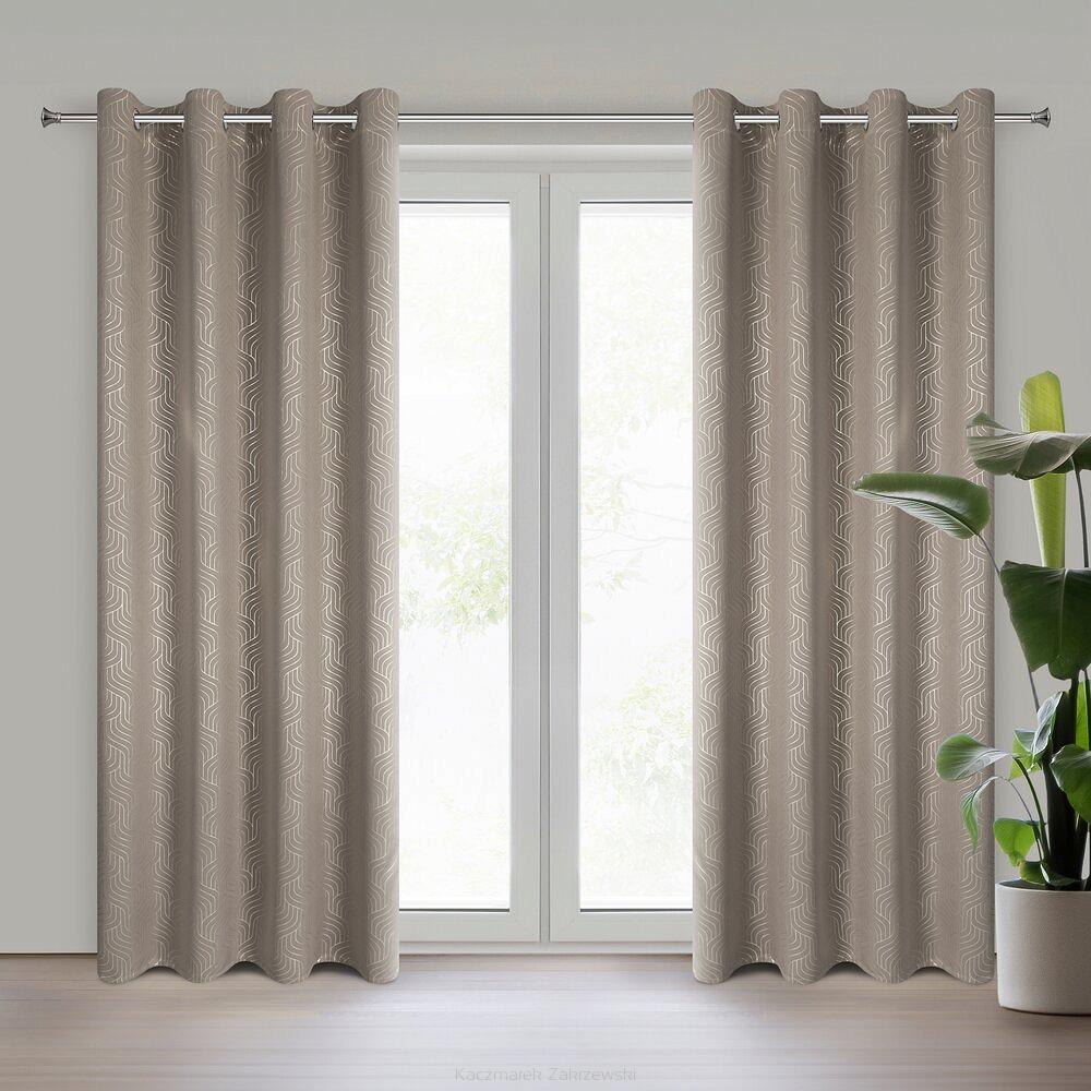 Zasłona gotowa na przelotkach OLETA 140x250 Eurofirany ciemnobeżowy