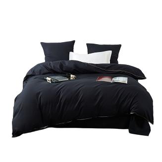 Pościel satyna bawełniana Queen Premium 140x200 czarna ze złotą lamówką