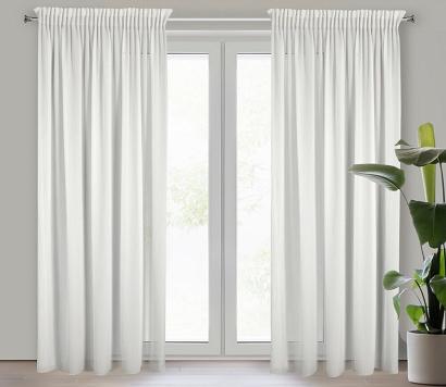 Firana gotowa na taśmie MELINDA 135x270 Eurofirany biała z efektem karbowania