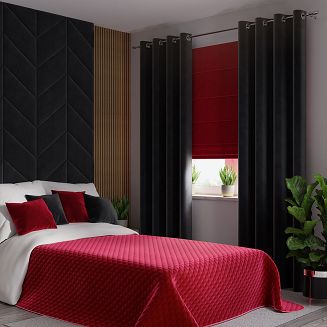 Narzuta dekoracyjna VELVI 220x240 pikowana w geometryczny wzór czerwona