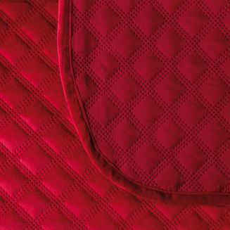 Narzuta dekoracyjna VELVI 220x240 pikowana w geometryczny wzór czerwona