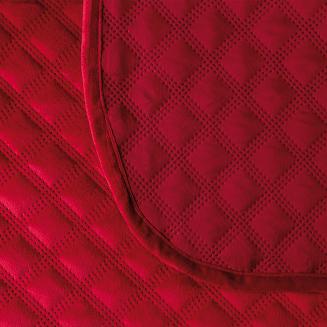 Narzuta dekoracyjna VELVI 220x240 pikowana w geometryczny wzór czerwona