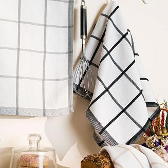 Ścierka kuchenna bawełna egipska KRATKA 50x70 duża krata czarna