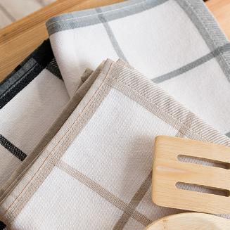 Ścierka kuchenna bawełna egipska KRATKA 50x70 duża krata czarna