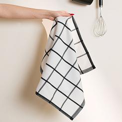 Ścierka kuchenna bawełna egipska KRATKA 50x70 duża krata czarna