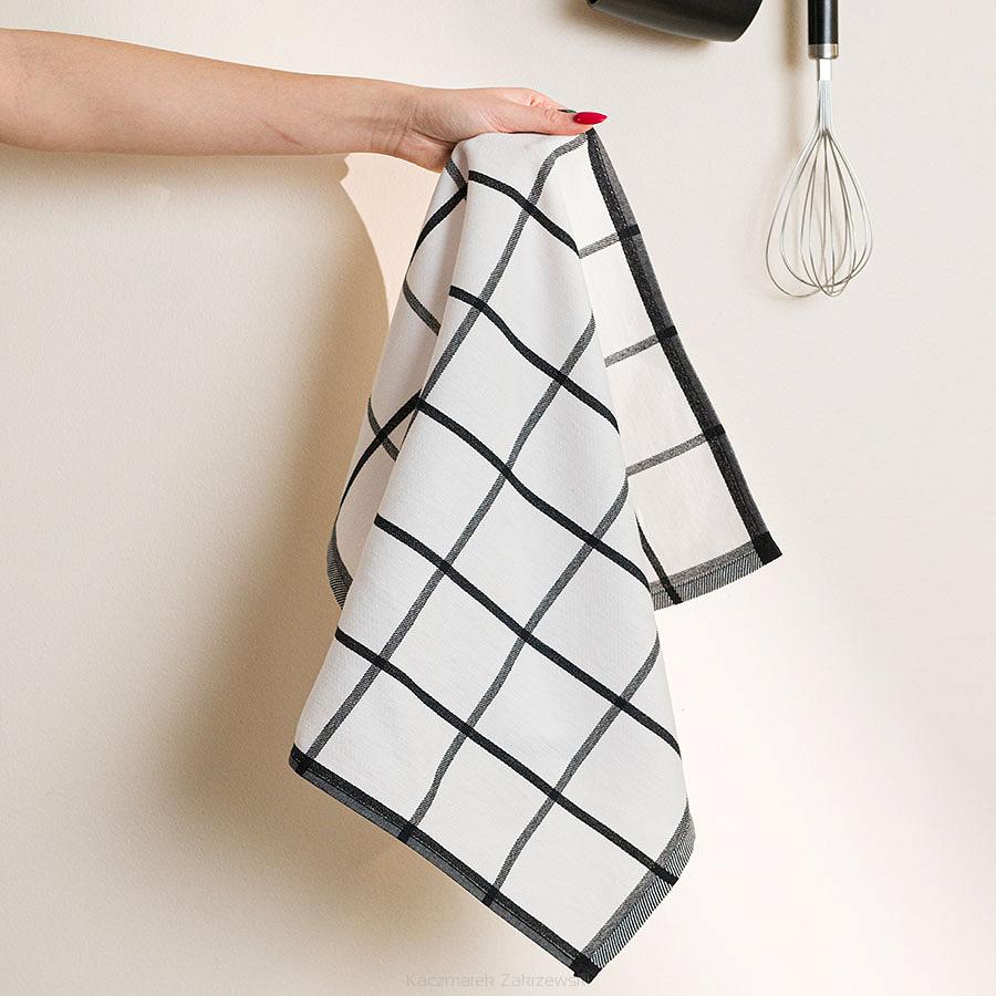 Ścierka kuchenna bawełna egipska KRATKA 50x70 duża krata czarna