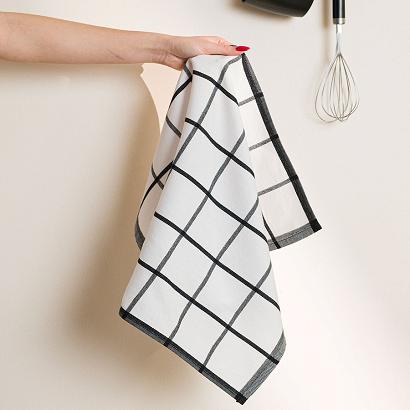 Ścierka kuchenna bawełna egipska KRATKA 50x70 duża krata czarna