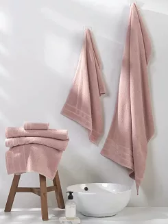 Ręcznik bawełniany o ryżowej strukturze Loren 50x90 pudrowy