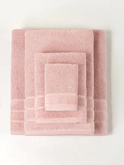 Ręcznik bawełniany o ryżowej strukturze Loren 50x90 pudrowy