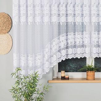 Firanka żakardowa gotowa na żabki OKSANA 600x160 biała