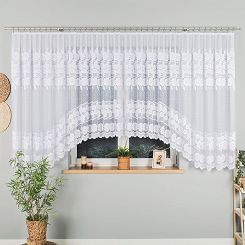 Firanka żakardowa gotowa na żabki OKSANA 600x160 biała