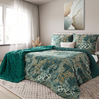 Pościel satynowa SPRING 160x200 Eurofirany ciemnozielony