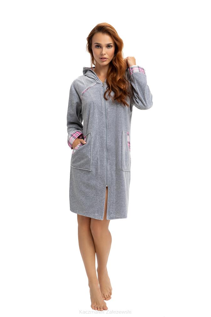Szlafrok damski kod 289 LUNA welur szary