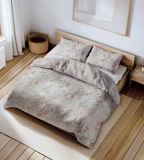 Poszewka z kory 70x80 szara pudrowa kremowa kwiaty vintage