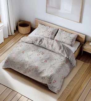 Poszewka z kory 70x80 szara pudrowa kremowa kwiaty vintage