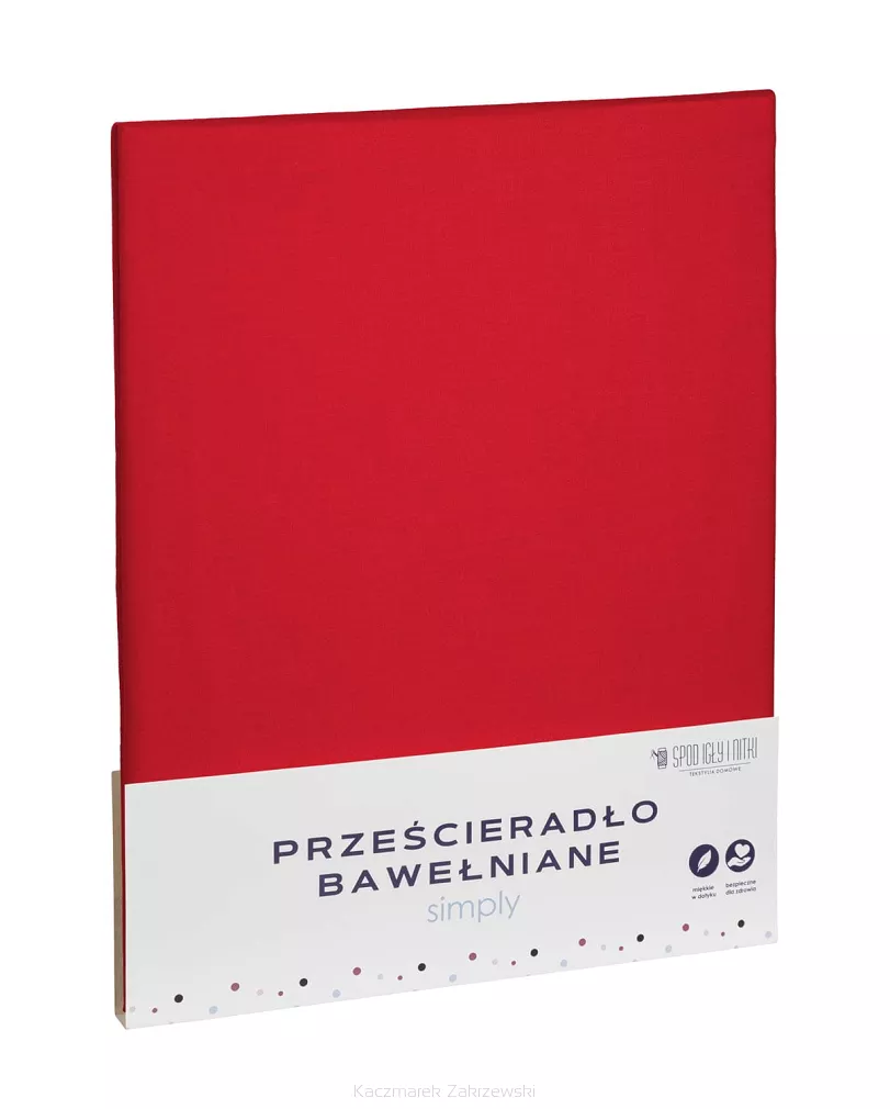 Prześcieradło bawełniane bez gumki SIMPLY 200x220 czerwone